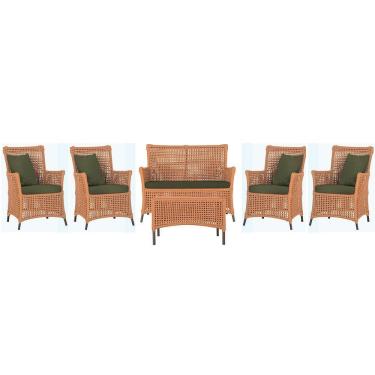 Imagem de Jogo Sofá 4 Poltronas E Mesa Igapó Marrom E13 Trama Original Terra Cota