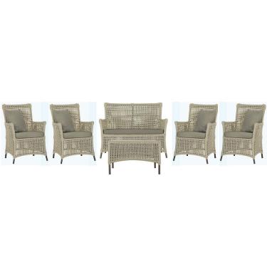 Imagem de Jogo Sofá 4 Poltronas E Mesa Igapó Marrom E8 Trama Original Rami