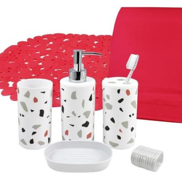 Imagem de Kit Banheiro Com 7 Peças Jacki Design Vermelho