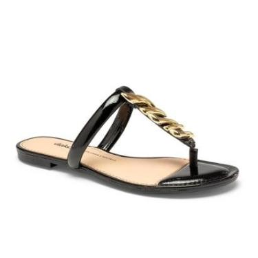 Imagem de Sandália Rasteira Dakota Preta com Detalhe em Dourada Cor:;Tamanho:40-Feminino