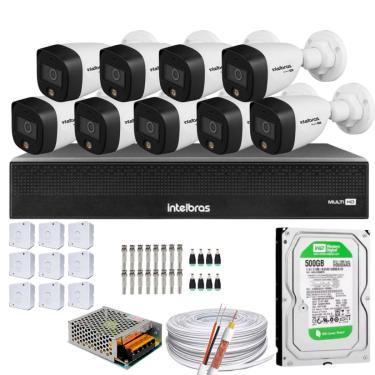 Imagem de Kit 9 Câmeras VHD 1220B Full Color Dvr Intelbras 16 ch 1016-c C/HD 500GB