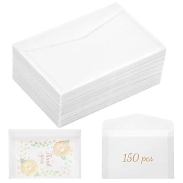 Imagem de Envelopes de vidro 150 peças 11 x 16,6 cm (serve para cartões de 10 x 15 cm), envelopes de veludo translúcidos para convites de casamento, sacos de papel fosco A6 para fotos, cartões comemorativos