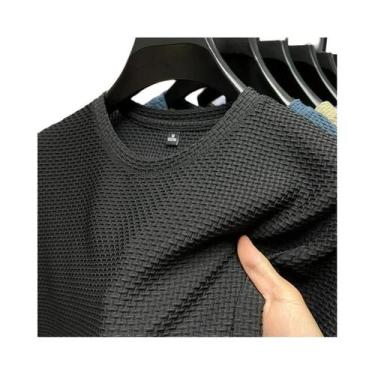 Imagem de Camiseta Masculina De Verão Em Seda Gelada De Alta Qualidade, Manga Cu