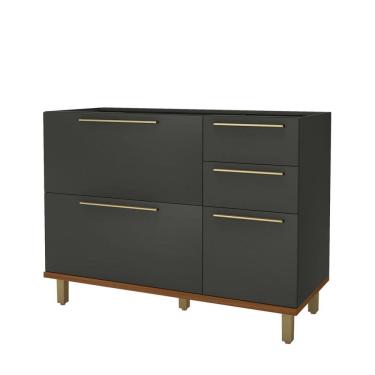 Imagem de Balcão de Cozinha para Pia 120 Cm 2 Portas 3 Gavetas Freijó/Cinza - Indékes