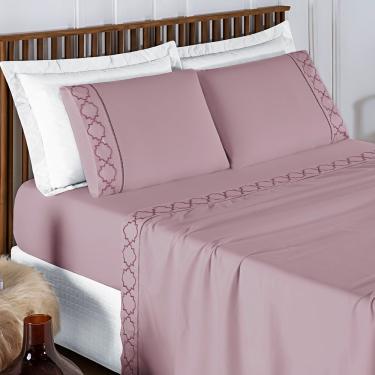 Imagem de Jogo de Cama 300 Fios Bordado Queen Infinity 04 Peças - Frapê de Uva