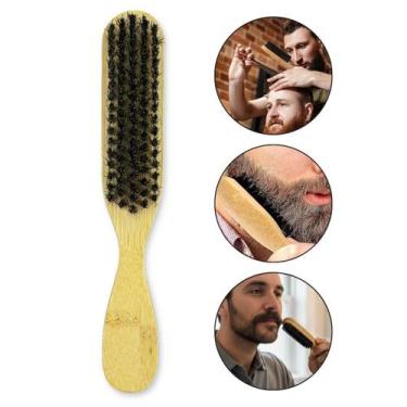 Imagem de Escova Disfarce Degradê Barba Bigode e Cabelo Cabo Madeira Barbeiro Ba