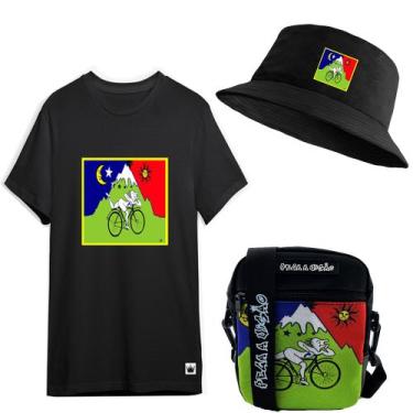 Imagem de Kit Camiseta Masculina + Chapeu + Bag Pega Visão Doce Baki - MP Moda M
