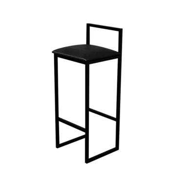 Imagem de Banqueta Alta Industrial Luna para Bar Bistrô Bancada Assento Corino Cozinha Área Gourmet - Preto