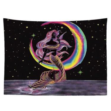 Imagem de Tapeçaria de parede, sereias e microtecido lunar 150x130cm - yiweisai