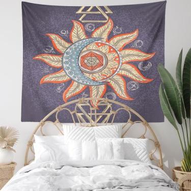 Imagem de Tapeçaria Sol e Lua, Estética de Sala de Parede, 150x100cm, Microtecid