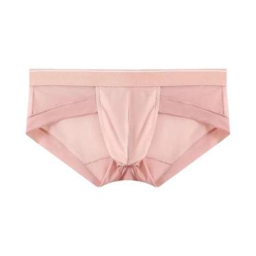 Imagem de Cueca boxer masculina de verão com protuberância de seda gelo ultrafin