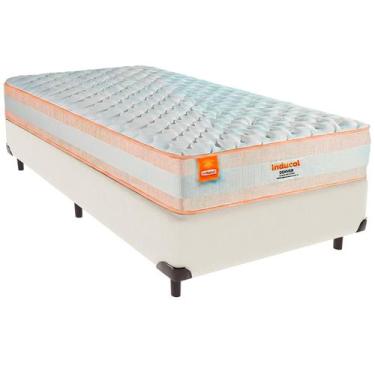 Imagem de Cama Box Solteiro e Colchão Denver Molas Ensacadas Inducol Palha
