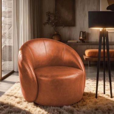 Imagem de Poltrona Decorativa Orgânica Giratória Lua Sintético Pu D03 - D'rossi 