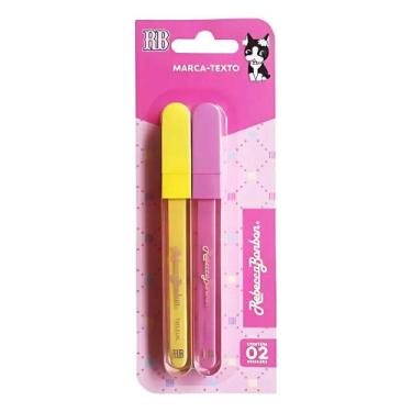 Imagem de Kit Marca Texto Com 2 Unidades Amarelos e Rosa Rebecca Bonbon RB Brazi