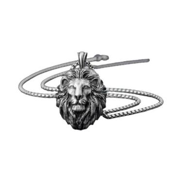 Imagem de Colar Com Pingente De Cabeça De Leão Retro Masculino Popular Na Europa