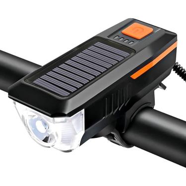 Imagem de Lanterna E Buzina Solar Para Bicicleta – Segurança E Visibilidade Dia E Noite Recarregável Sinalizador