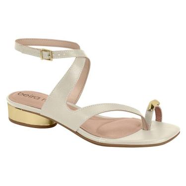 Imagem de Sandália Feminina Beira Rio Rasteira Moderna Detalhe Dourado