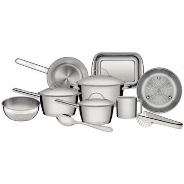 Imagem de Jogo de Panelas Tramontina Inox 10 Peças Allegra, Prata, 10, 20cm