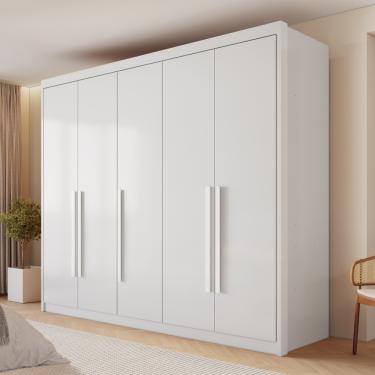 Imagem de Guarda Roupa Casal 5 Portas Em MDF Bari Conquista Móveis - Branco