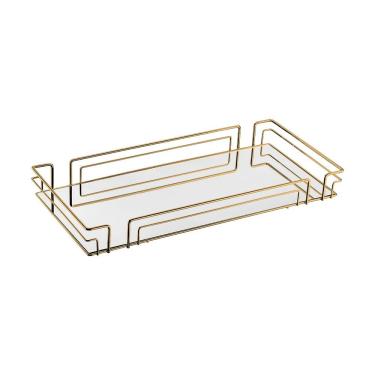 Imagem de Bandeja Multiuso Hara Luiza Retangular 66,5 X 31,5 Cm Cor:dourado