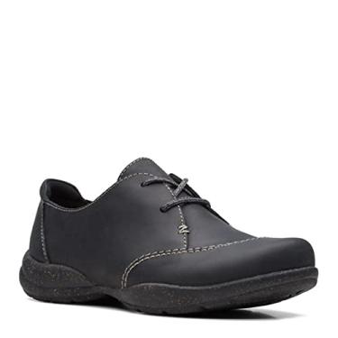 Imagem de Clarks Roseville Rio Oxford feminino, Couro preto, 6 Wide