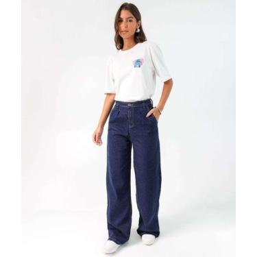 Imagem de Calça Jeans Wide Leg Bolsos Feminina Azul-21023 - Mckinny, 38, Jeans a