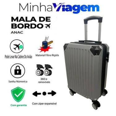 Imagem de Mala de Viagem De Bordo 12KG Padrão Anac Com Zíper Expansível E Senha 