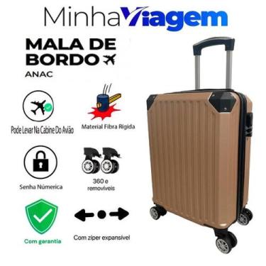 Imagem de Mala de Viagem De Bordo 10KG Padrão Anac Com Zíper Expansível E Senha 