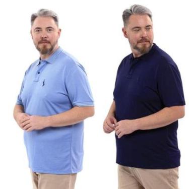 Imagem de Kit 2 Camisa Polo Masculina Plus Size Piquet Viscose Dry-Masculino