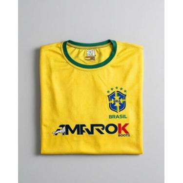 Imagem de Camiseta Amarok Brasil Dry Fit Estampa Exclusiva Unissex Copa, Amarelo