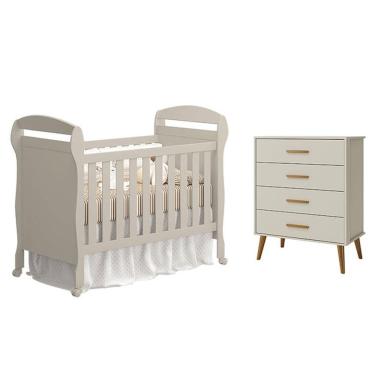 Imagem de Berço Americano Danny E Cômoda Gaveteiro Isis Areia Acetinado - Reller