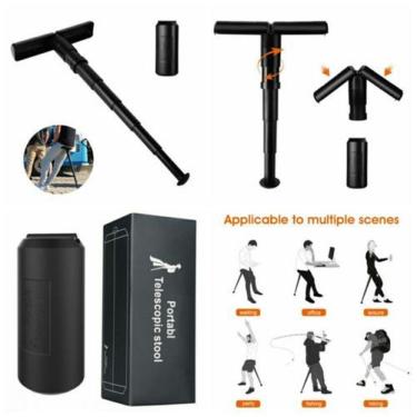 Imagem de Banqueta Retrátil Dobrável Portátil Sitpack para Filas, Pescaria, Shows e Viagens com Altura Ajustável e Design Compacto