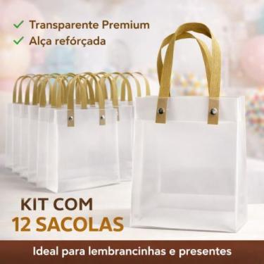 Imagem de Sacola Transparente Mini(PP) 13,5x15x7cm Pacote com 12 Unidades para P