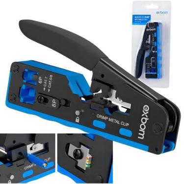 Imagem de Alicate de Crimpagem Profissional EZ Crimp CAT7 RJ45 RJ12 Exbom FRM-AC