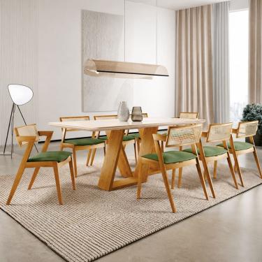 Imagem de Sala de Jantar maciça 8 cadeiras 2,00m  linho-Oslo -Imperial