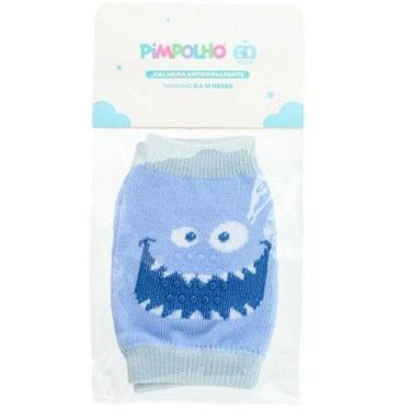 Imagem de Joelheira Pimpolho Bebe Antiderrapante Infantil PAR, Azul, Monstro