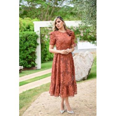 Imagem de Vestido Jade Max Midi em Tela Bordada com Flor Removível - Preto e Tel