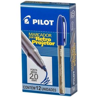 Imagem de Caneta para retroprojetor 2.0mm Marcador Azul Caixa com 12 unidades - 