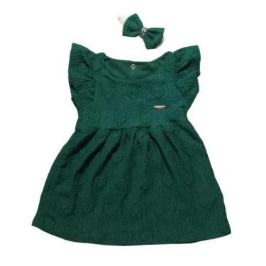 Imagem de Vestido Bebê Manga Curta Tileesul, Verde escuro, G