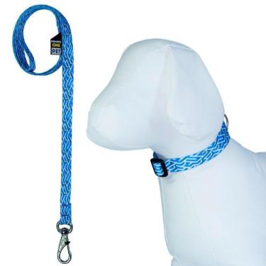 Imagem de Coleira Cachorro Ajustável com Guia Estampa Boys - NUMBER ONE PET, M