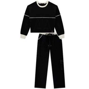 Imagem de Conjunto Menina Teen Blusão Boxy e Calça Reta em Moletom sem Pelúcia P
