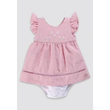Imagem de Macacão Menina Vestido Rosa Anjos Baby, Estampado, P