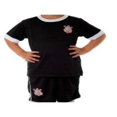 Imagem de Kit Conjunto Infantil Menino Corinthians Roupa Futebol, 6, Preto