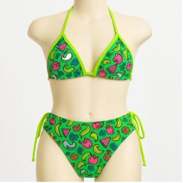 Imagem de Biquíni Infantil Cortininha Verde Neon com Estampa Divertida - anjo da