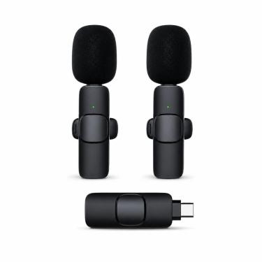 Imagem de Kit de Microfone de Lapela sem Fio Type C Duplo Recarregável Voz Cristalina para Gravação MDM