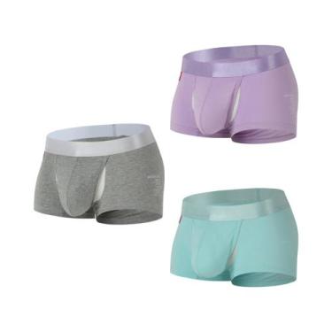 Imagem de Cuecas Boxer Masculinas De Algodão Respirável Com Abertura Frontal E B