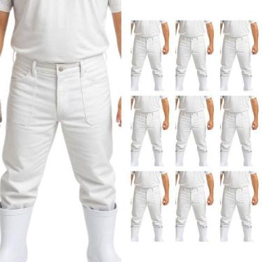 Imagem de Kit 05 Calças Profissional Uniforme Trabalho Pesado Brim Metade Elásti