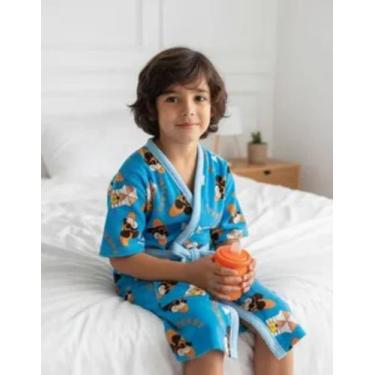 Imagem de Roupao Aveludado Infantil Quimono Estampado Mickey P Lepper