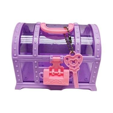Imagem de Caixa De Maquiagem Rosa E Roxa Para Meninas, Baú De Brinquedo De Plást