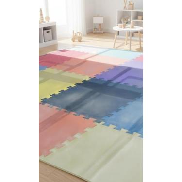 Imagem de Kit 8 Tatames Eva Colorido Infantil 50x50x1cm Com Borda - Congratulati